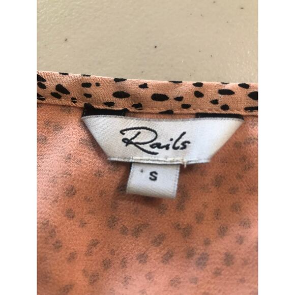 Rails Frida Rose Spotted Button Front High Low Midi Dress Size S - Picture 5 of 10